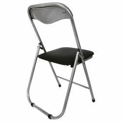 A folding chair for the house and office RS04, silver frame, leather black