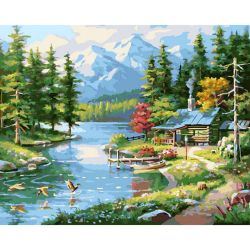 Опт-картина / Pintura por números 40x50 Lago de montaña