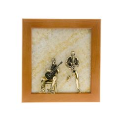 Золотая антилопа / Painting on onyx "Guitarist and Saxophonist"