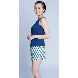 Homemade multicolored women's suit with shorts