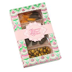 Gift set of chocolate glazed sweets and handmade chocolates