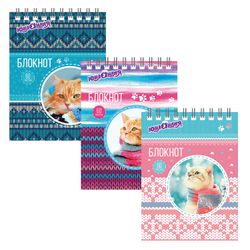 ЮНЛАНДИЯ / Notebook "CATS" SMALL FORMAT 60 sheets A6, 108x146 mm, comb, cardboard, cage