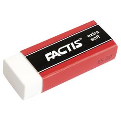 Large FACTIS eraser "Extra Soft 20 ES" (Spain), 61х24х13 mm, white, rectangular, PVC