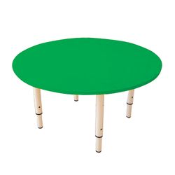 Children's round table, 800 x800 x400-580 mm, adjustable, height 0-3 (85-145 cm), green plastic, ivory