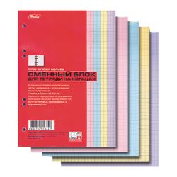 HATBER / Replacement block for a notebook on rings, A5, 200 sheets, 4 colors of 50 sheets each. / 5 pieces.