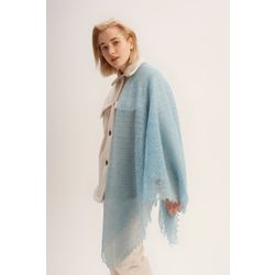 Оренбургский Пуховый Платок / Openwork downy shawl, color blue
