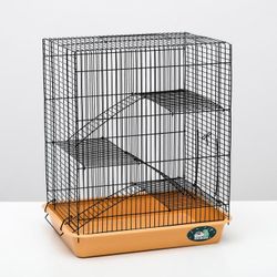 Пижон / Dude / Rodent cage No. 9, with 3 floors, unfilled, 33 x 24 x 38 cm, beige