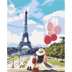 Опт-картина / Malen nach Zahlen CAKADU 40x50 Mädchen in Paris