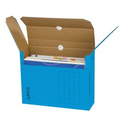 Scatola archivio con valvola A4 (260x325 mm), 100 mm, fino a 900 fogli, cartone microondulato, BLU, STAFF