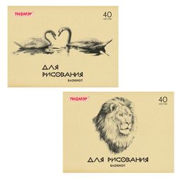 ПИФАГОР / Drawing pad "Swans / Lion", 40 sheets of A4, 200x285 mm, offset cover, horizontal