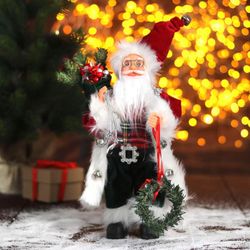 Зимнее волшебство / Doll "Santa Claus, in a red coat with a New Year's wreath"