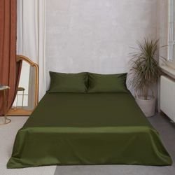 Этель / Bed sheet 180 * 215 cm, coniferous, 100% cotton, mako-satin, 125 g / m²