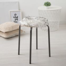 Доляна / Dolyana / Seat on a chair fur "Fluff" color white / black d 30 cm, polyethylene 100% 4386260