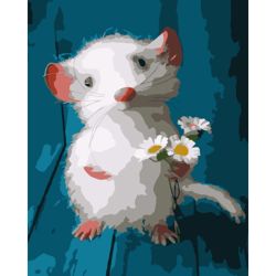 Опт-картина / Painting by numbers 20x30 Mouse with a bouquet