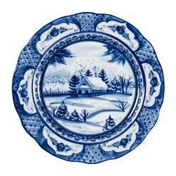 Гжельский Фарфоровый завод / Pie plate Oak "Winter landscape" diameter 175 mm