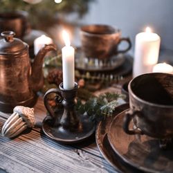 Антикварня / Antique / Candlestick with handle "Chocolate"
