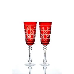 Гусевской Хрустальный завод / Set of crystal glasses "Imperial" red drawing "Russian stone" 6 pieces