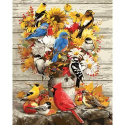 Опт-картина / Painting by numbers 40x50 Flowers and birds