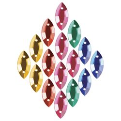 Rhinestones for creativity "Boat", color assorted, 6 x 12 mm, 30 grams, TREASURE ISLAND