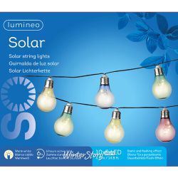 Kaemingk / Chaîne d'ampoules solaires Solar Colors, 10 ampoules multicolores scintillantes blanc chaud, 4,5 m, PVC noir, IP44