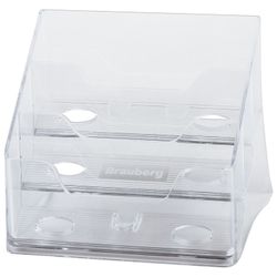 Masaüstü kartvizitler için stand BRAUBERG-CONTRACT, 150 adet, 85x100x75 mm, 3 bölme, şeffaf