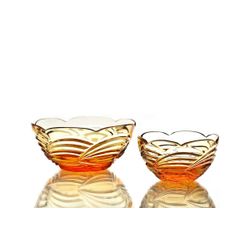Гусевской Хрустальный завод / Crystal salad bowl "Russian spaces" amber