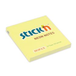 HOPAX / Self-adhesive block (sticker), 76x76 mm, 100 sheets, yellow, neon