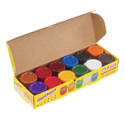 ЮНЛАНДИЯ / SCHOOLNAYA Gouache 12 colors 17 ml each, without brush, cardboard box