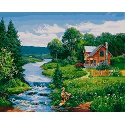 Опт-картина / Malen nach Zahlen 40x50 Haus am Fluss