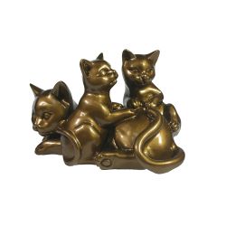 Ремеко / hình trang trí "Mèo với mèo con" (vàng sẫm bóng) L17W12H11 cm