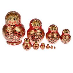Matryoshka "Belleza rusa", con una flor en la parte inferior, 10 muñecas, 14 cm, de lujo