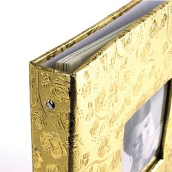 BRAUBERG wedding photo album, 20 magnetic sheets 30х32 cm, textured leather, light gold