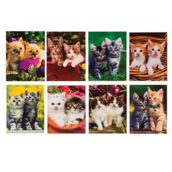 BRAUBERG / Non-ruled notebook "Kittens" SMALL FORMAT 40 sheets A7, 64x82 mm, gluing, plastic 3D cover, assorted