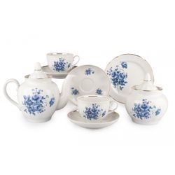 Дулёвский фарфор / Tea service "Pomegranate. Blue bouquet", 20 items