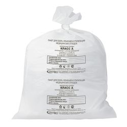 AQUICOMP / Medical trash bags, class A (white), 30 l, 50x60 cm, 15 microns, in a pack 50 pcs.