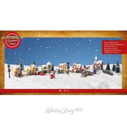 Kaemingk / Composizione luminosa Villaggio di Natale: Case su Smiley Street, con figurine e accessori, funzionamento a batteria