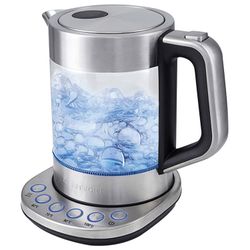 KETTLE KITFORT CT-616, 1.5 litres, 2200w, closed heating element, 4 heating modes, glass, silver