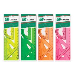 Set the drawing medium STAMM "Crystal Neon" (ruler 20 cm, 2 triangles, protractor), neon