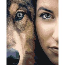 Опт-картина / Paint by number CAKADU 40x50 Girl and wolf