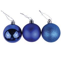 ЗОЛОТАЯ СКАЗКА / Christmas balls, SET 6 pieces, plastic, 6 cm, BLUE (gloss, matte, glitter)