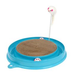 Пижон / Dude / Play complex for cats with a corrugated scratching post, a mouse on a spring and 2 balls, mix