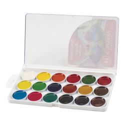 Watercolor BRAUBERG "MAGIC COLOR" 18 flowers, honey, round cuvettes, plastic pencil case
