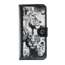 Clutch button mini combined "Family of lions" black
