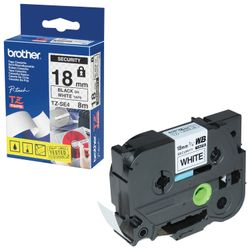 Cartridge for BROTHER TZE-SE4 label printers, 18 mm x 8 m, black font, white background, lamination, sealing