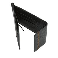Clip FABULA "Brooklyn", genuine leather, contrast stitching, 86х126 mm, black