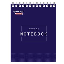 ОФИСМАГ / Notepad blue SMALL FORMAT 48 sheets A6, 108x145 mm, comb, cardboard, cage