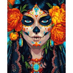 Опт-картина / Sayılara göre boyama 40x50 Grim Meksika kafatası