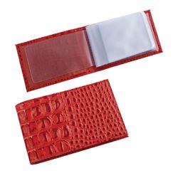 BEFLER / Pocket card holder "Cayman" for 40 business cards, genuine leather, crocodile, red