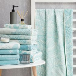 Этель / Frotteetuch Foglie türkis, 70x130 cm, 100% chl, Velours, 420 g / m2