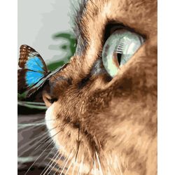 Опт-картина / Pintura por números 40x50 Gato y mariposa